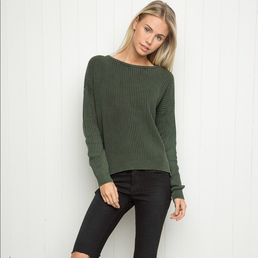 brandy Melville olive cable sweater